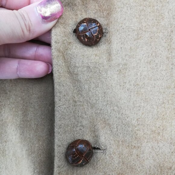 Vintage Camel Hair Blazer Size 10 Corporate Woman Lined Jacket Leather Buttons - Picture 5 of 11